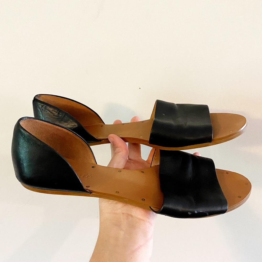 Madewell Size 9.5 Leather Slip On Sandals Flats